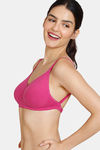 Zivame Beautiful Basics Double Layered Non Wired Full Coverage Backless Bra - Fuchsia Red — thumbnail 5